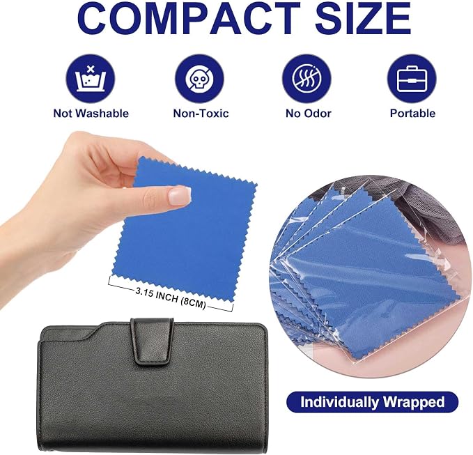 SEVENWELL 50pcs Jewelry Cleaning Cloth Dark Blue Polishing Cloth - Image 2
