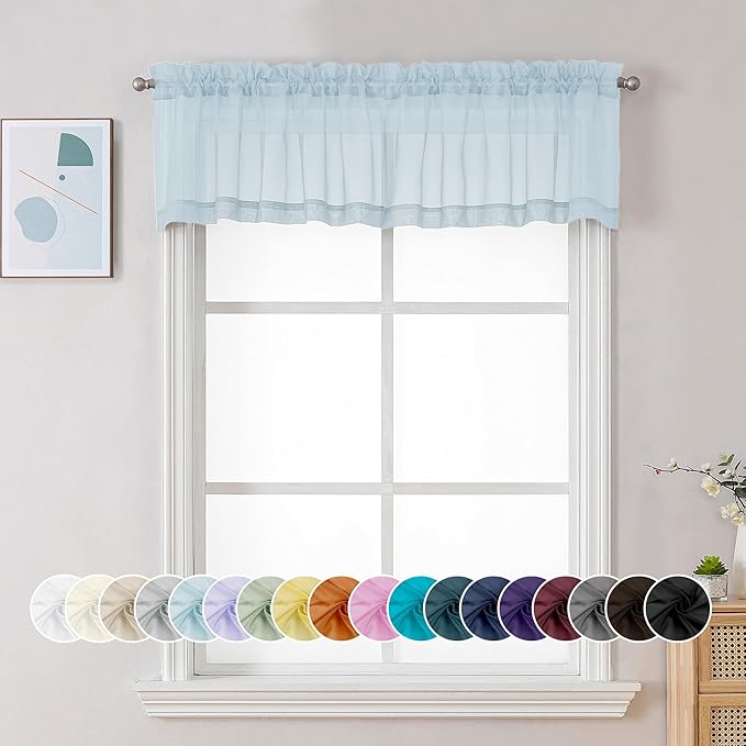 Chyhomenyc Light Blue Sheer Valances by Chyhomenyc