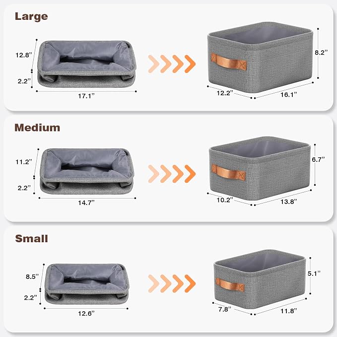 Large Storage Baskets for Shelves 3 Packs, Fabric Storage Bins for Shelves - Image 5