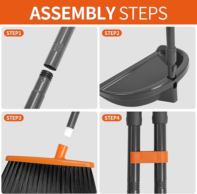 Long Handle Broom with Upright Standing Dustpan Combo - Image 5