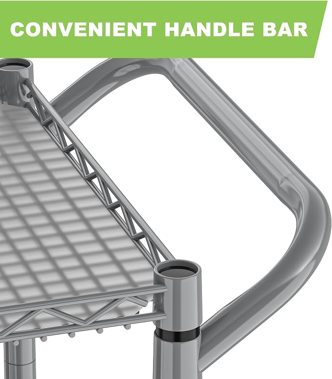Metal Heavy Duty Carts with Wheels 1050lbs, 3 Tier Rolling Utility Cart with - Image 7