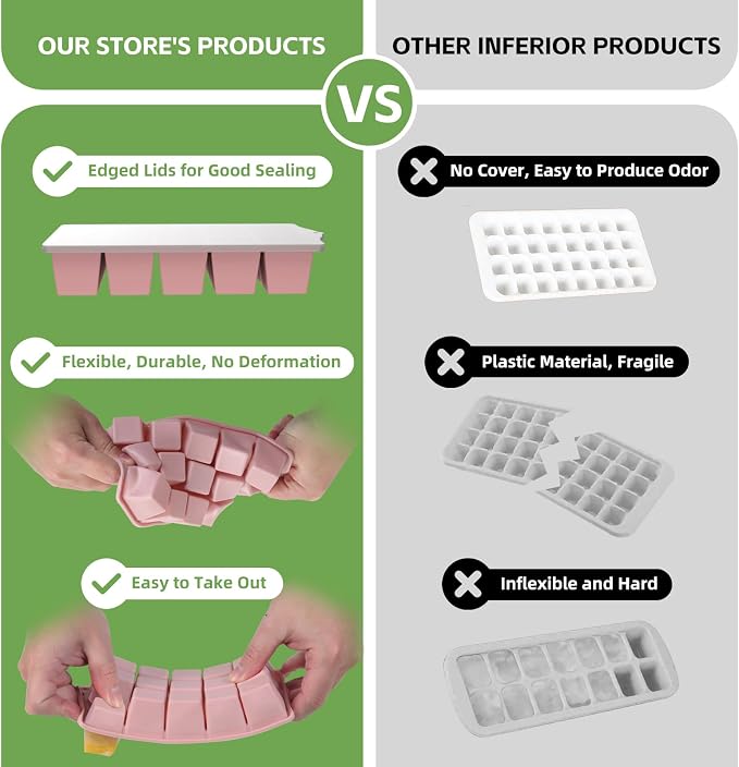 Silicone Ice Cube Tray, 2 Pack Easy-Release Stackable Ice Trays - Image 6