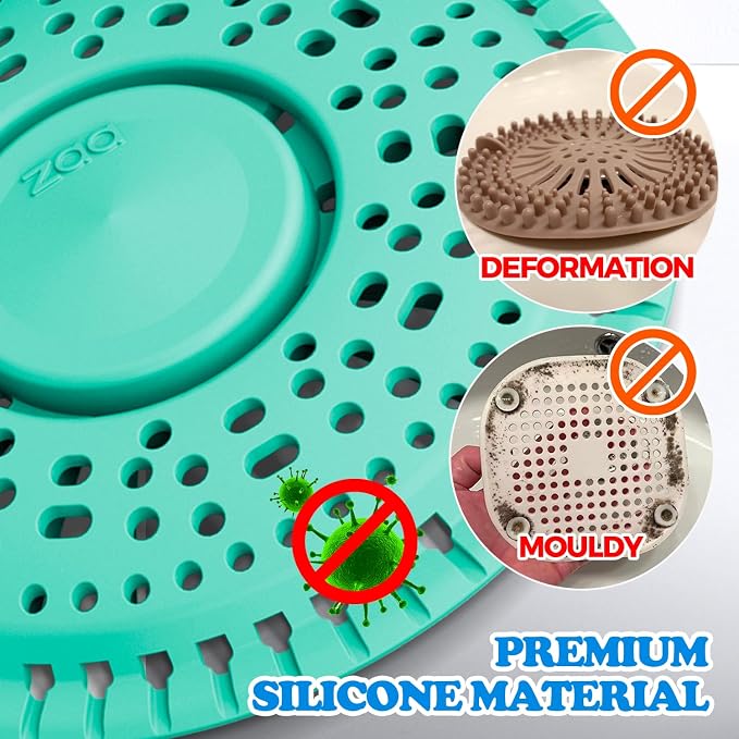 zaa Shower Drain Hair Catcher, 2 Pack Premium Silicone Drain Protector & Shower - Image 4