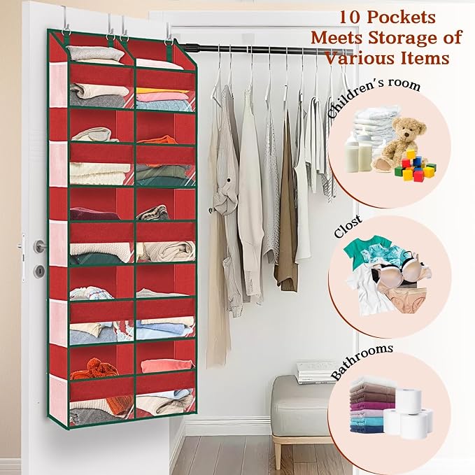 Over The Door Organizer 5 Tiers, Extra Large Behind Door Storage of 10 - Image 6