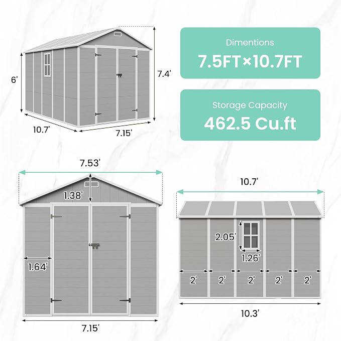 UDPATIO Outdoor Storage Shed 7.5x10.7 FT - Image 5