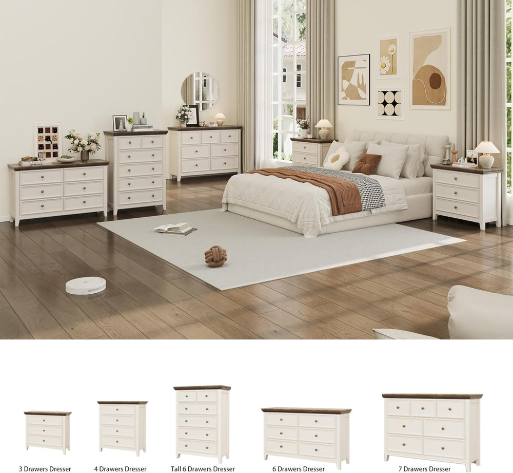 BOSHIRO Farmhouse 3-Drawer Dresser for Bedroom - 31.5" Wide 3 Chest of D...