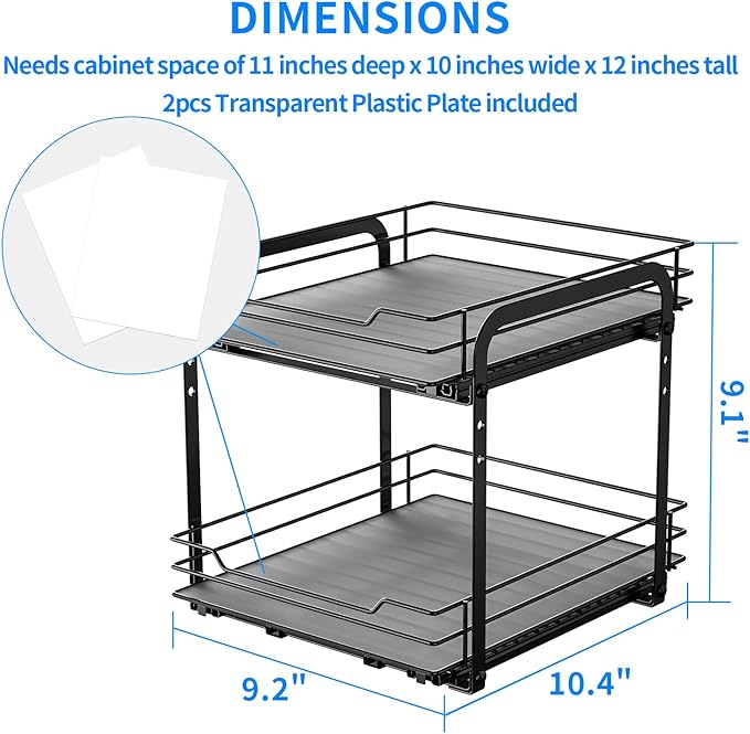 RCHYFEED Spice Rack Organizer for Cabinet, 2 Tier Pull Out Spice Racks for - Image 2