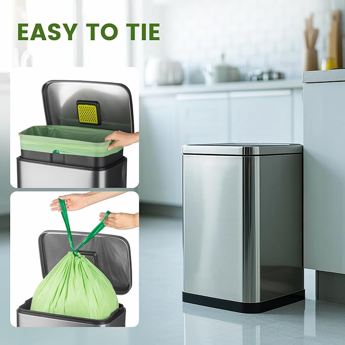 SUPERBIO 8 Gallon Compostable Drawstring Kitchen Waste Bags, 30.3 Liter - Image 7