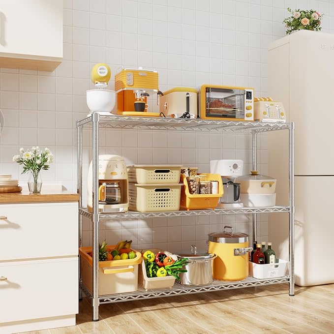 Storage Shelves, 3-Tier Adjustable Metal Industrial Utility Shelf Rack - Image 2