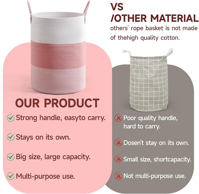 CLHMILY&Z 100L Laundry Basket Round Storage Rope Basket - Image 6