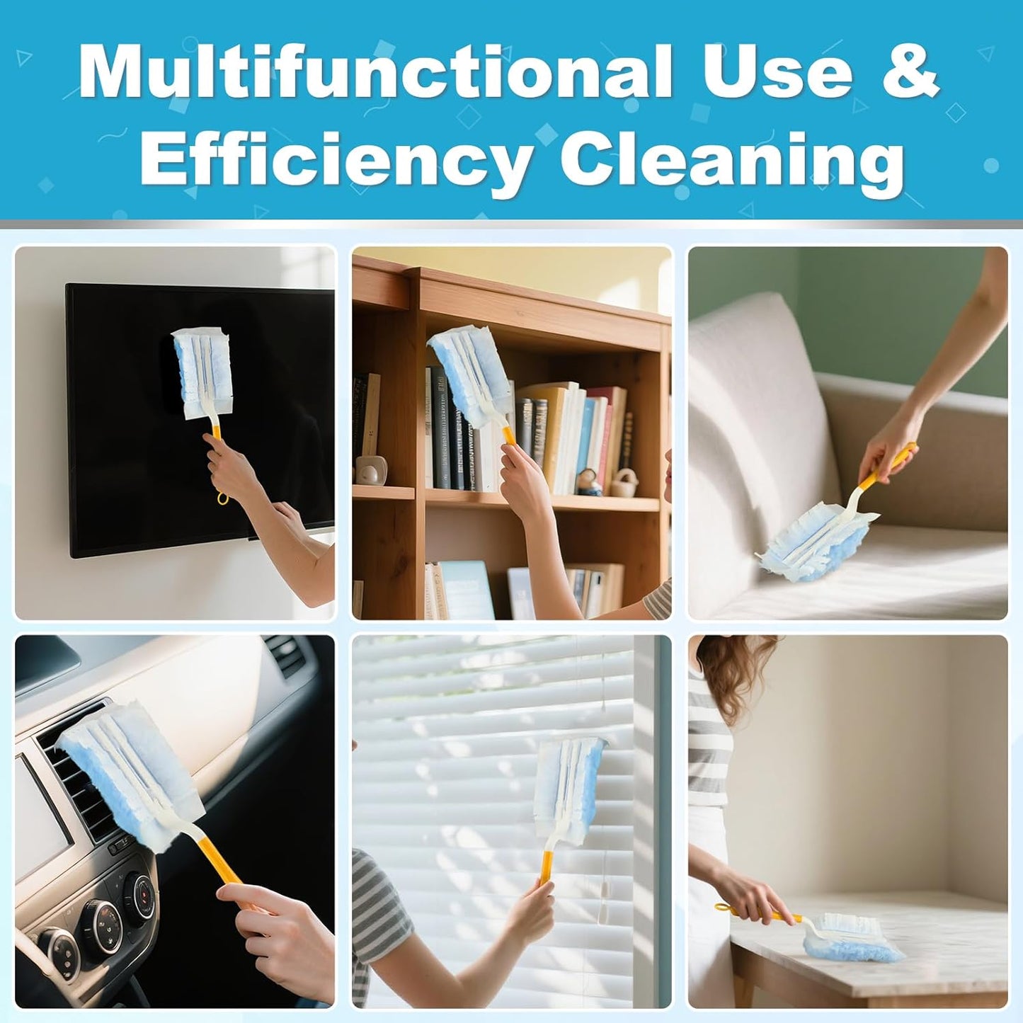 Duster Refills for Swiffer Dusters，Strong Static Dust Removal，Duster Refill Replacement Head for Electronics, Furniture, Blinds（18 PCS+1Handle）