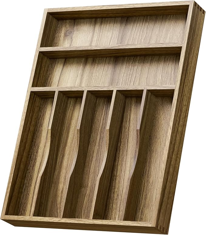 Acacia Wood Silverware Drawer Organizer, Kitchen Utensil Cutlery Drawer by KiasthomeBathroomAccessories