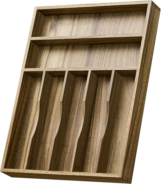 Acacia Wood Silverware Drawer Organizer, Kitchen Utensil Cutlery Drawer by KiasthomeBathroomAccessories