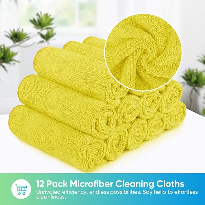 HOMEXCEL Yellow Microfiber Cleaning Cloth, 12 Pack Premium Microfiber Towels - Image 5