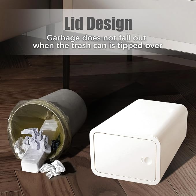 TIPGO Bathroom Trash Can with Lid, 10 Liter/ 2.6 Gallon Slim Garbage Can - Image 7