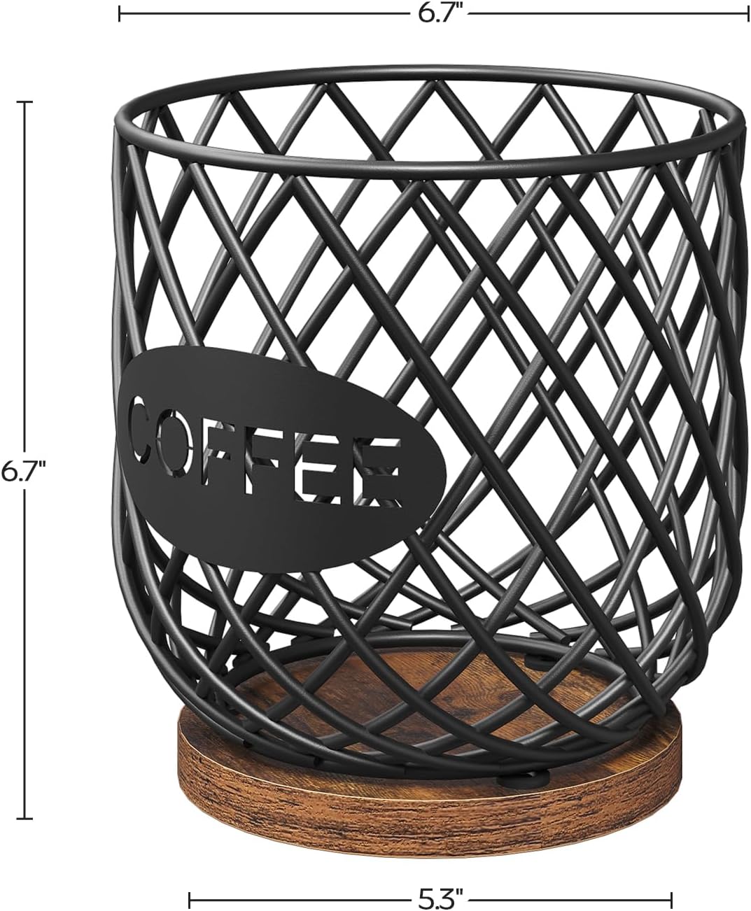 Coffee Pod Holder Organizer, Holder for K Cup, Large Capacity Coffee Pod Basket, Versatile Coffee Capsule Storage Organizer, for Kitchen Countertop, Rustic Brown KH09BR