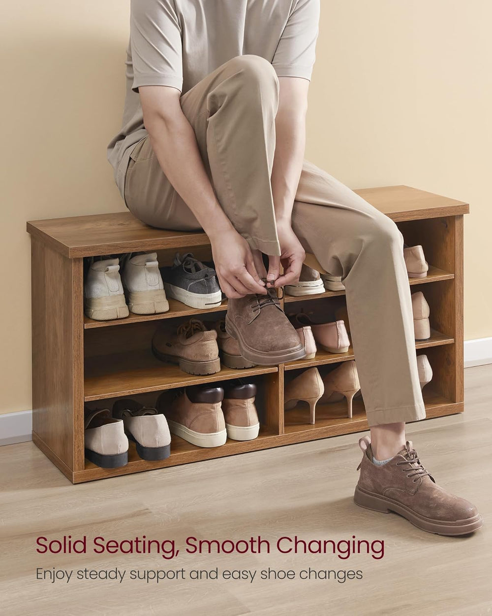 VASAGLE Shoe Bench, Storage Bench, 11.6 x 39.4 x 19.7 Inches