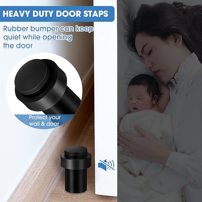 Chumia 10 Pcs Door Stopper Mounted Floor Stops Stainless Steel Cylindrical - Image 5