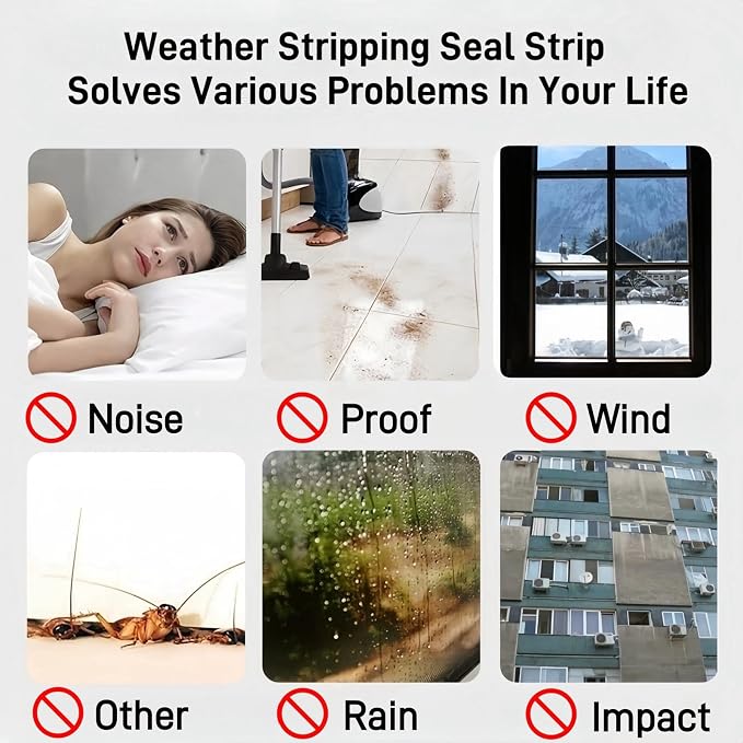 33 Ft Self-Adhesive Weather Stripping Door Seal Strip - Image 5