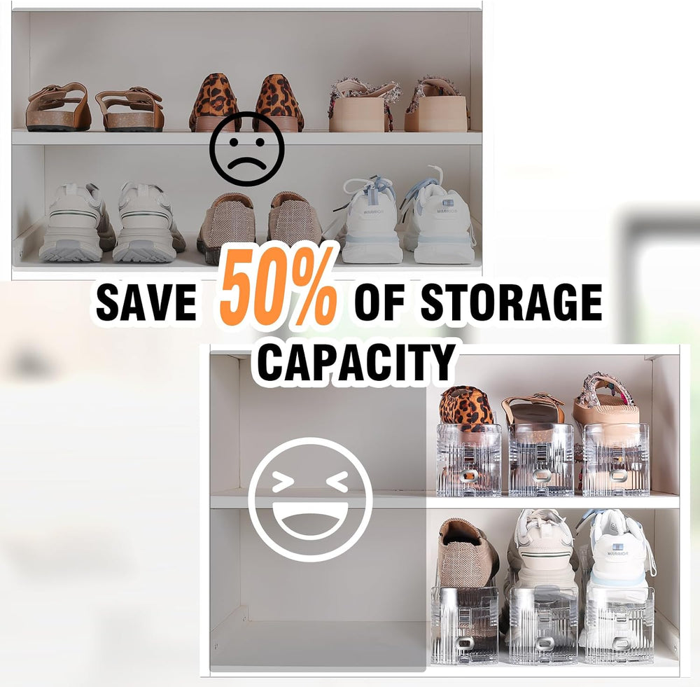TOPNEW 20 Pack Shoe Slots Organizer Shoe Stacker Space Saver 50% (Clear)