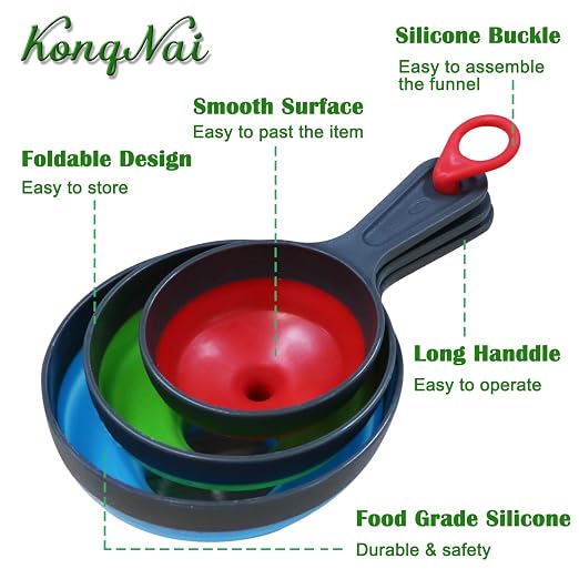 KongNai Canning Funnel for Wide and Regular Jars，Wide Mouth Funnels Sets of 3 - Image 2
