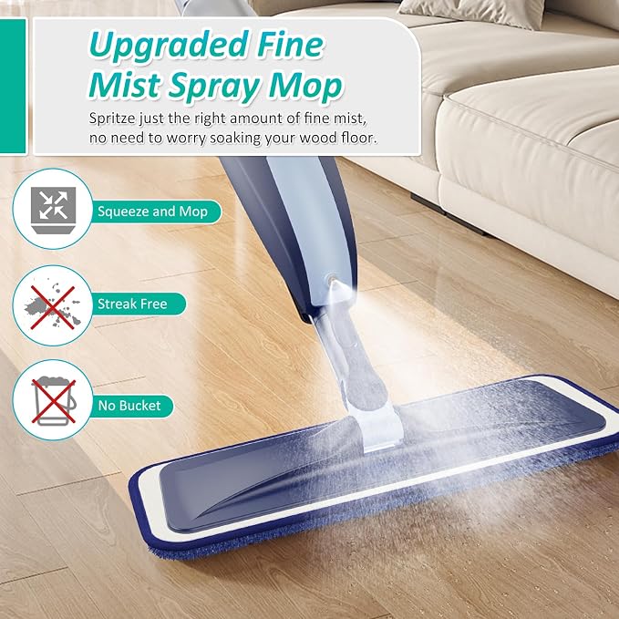 Spray Mops for Floor Cleaning, TRAV-ROUND Microfiber Wood Floor Mop - Image 3