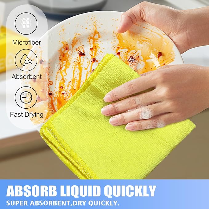 KinHwa Kitchen Washcloths for Dishes Absorbent Microfiber Dish Cloths Quick Dry - Image 6