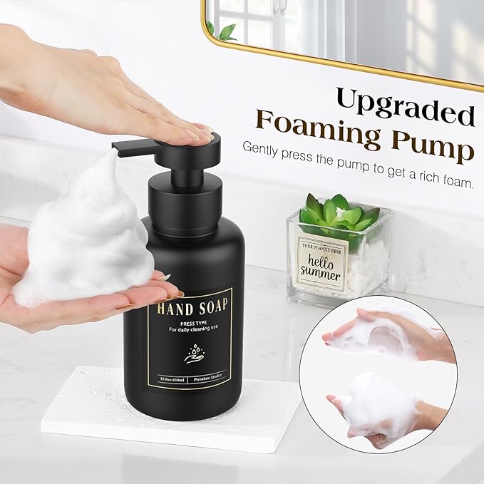 Luxspire Foaming Soap Dispenser, Glass Foam Pump Soap Dispenser, Non-Slip - Image 2