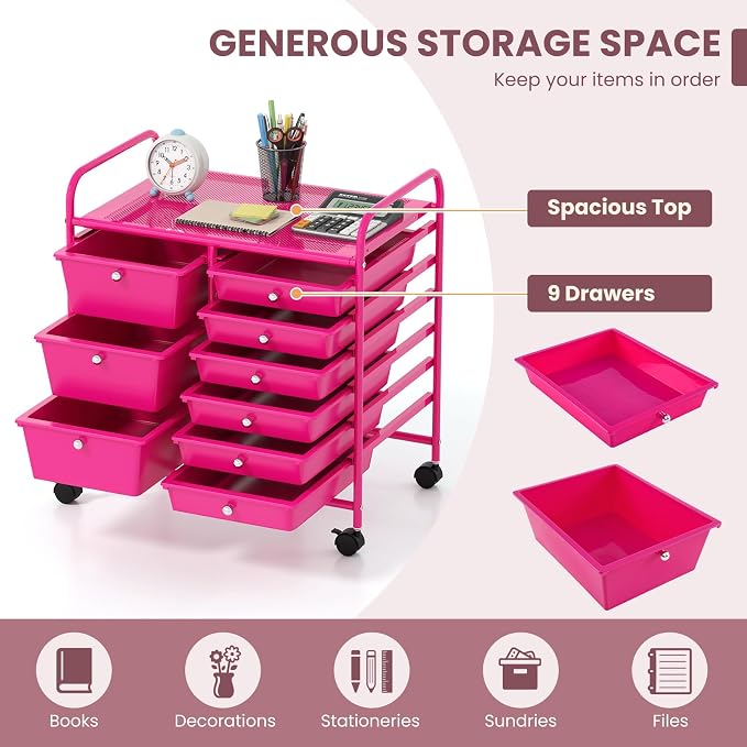 GOFLAME 9-Drawer Rolling Storage Cart, Mobile Utility Cart - Image 4