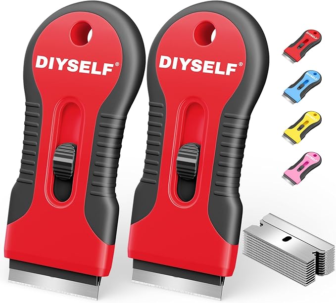 DIYSELF 2 Pack Razor Blade Scraper, Extra 10 PCS Mental Razor Blades Refills by DIYSELF