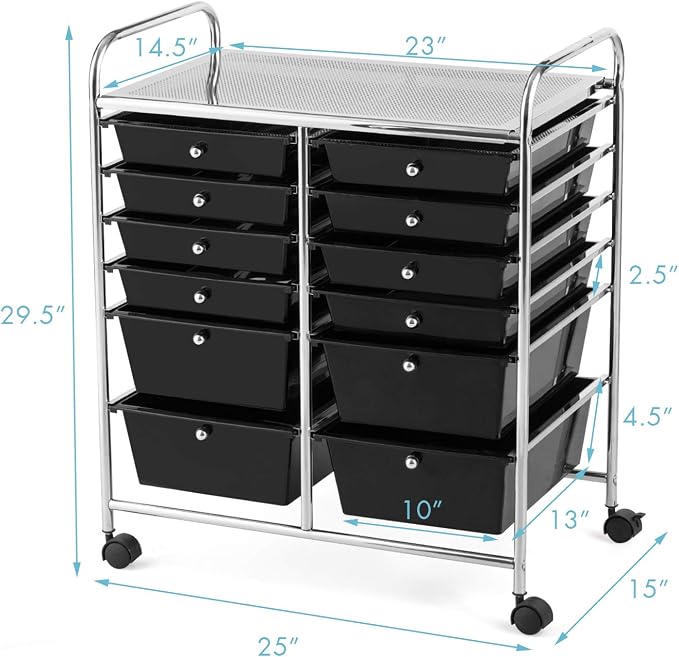 GOFLAME 12-Drawer Rolling Storage Cart, Mobile Utility Cart - Image 3