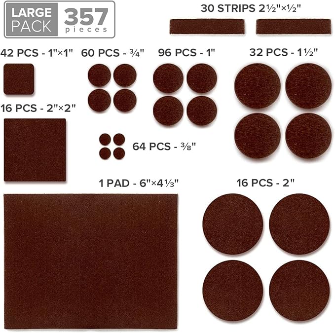 X-PROTECTOR 357 pcs Premium Huge Pack Felt Furniture Pads! Quantity of - Image 5