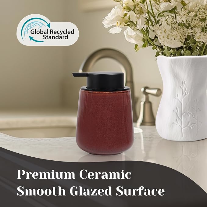 INGOFIN Ceramic Lotion Dispenser - 12 oz Refillable Hand Soap Dispenser Bathroom - Image 5