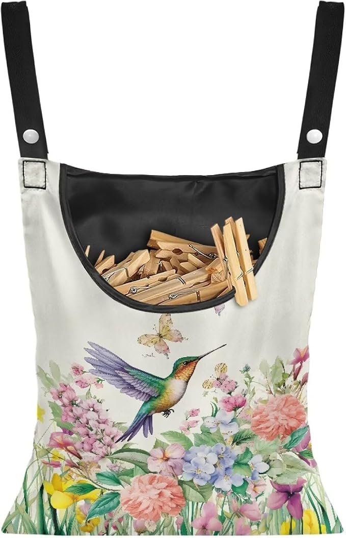 Hummingbird Handy Clothespin Bags Floral Space-Saving Clothespin Storage Hanger by CREAMIC
