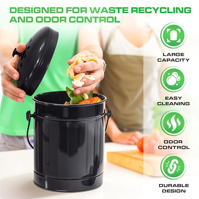 Plexon Countertop Compost Bin Kitchen Indoor - Image 3