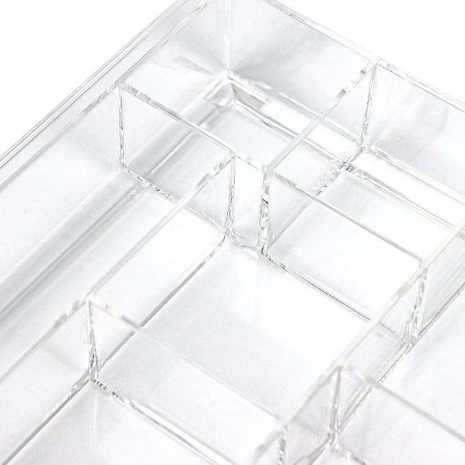 8-Section Clear Drawer Organizer, Large Acrylic Drawer Divider Tray - Image 4