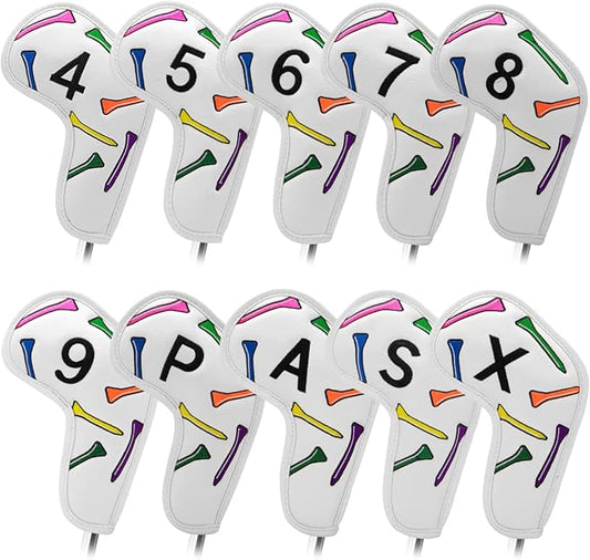 Golf Iron Head Covers 9/10pcs Leather Golf Club Covers by montelagolf