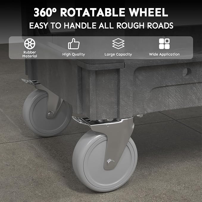 Utility Cart on Wheels, 1000 lbs Capacity Rolling Service Cart, 40 x 17 Inch - Image 3