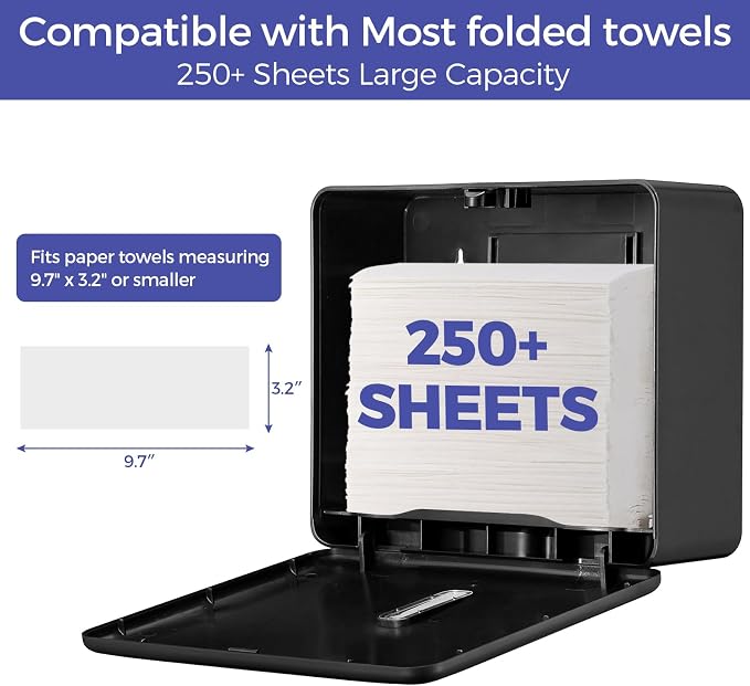 Multifold Paper Towel Dispenser Wall Mount – Large Capacity C-Fold, and Folded - Image 2