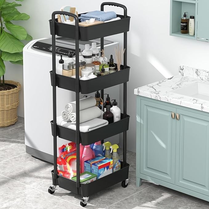 Sywhitta 4-Tier Plastic Rolling Utility Cart - Image 5