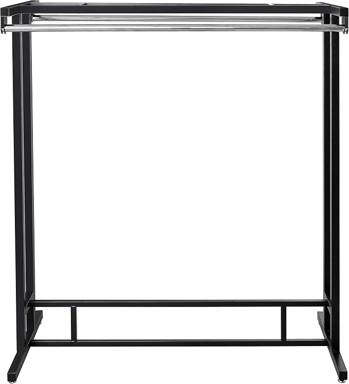 MyGift Black Stainless Steel Freestanding Garment Rack, Heavy Duty Double Rod - Image 5