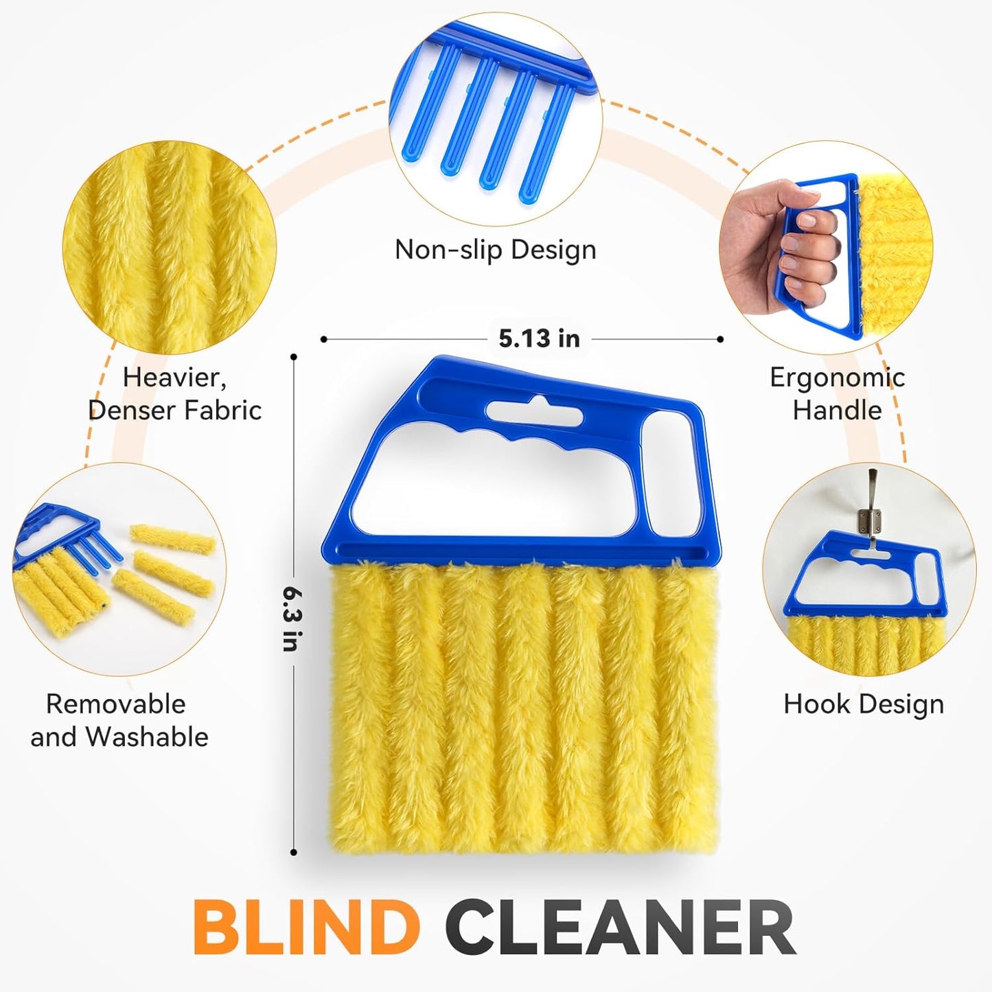8PCS Window Blind Cleaner Duster Tool, 7-Finger Microfiber Blind Duster, Removable and Washable,Cleaning Tools for Window Shutters & Air Vent