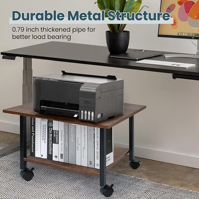 Printer Stand with Storage Under Desk Shelf, Desktop Printer Stand Organizer - Image 7