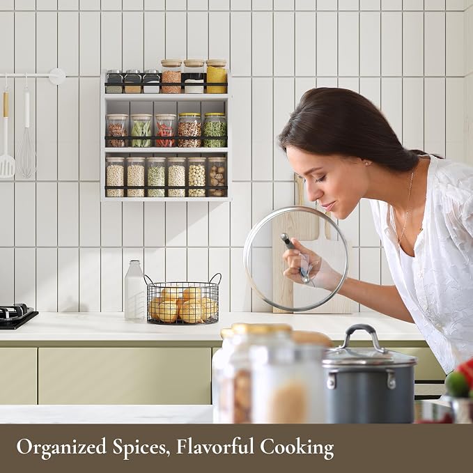 3 Tier Wooden Spice Rack, Seasoning Jars Rack Shelf Spice Organizer - Image 8