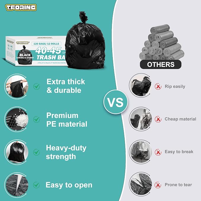 40-45 Gallon Black Trash Bags 120 Count - Image 2