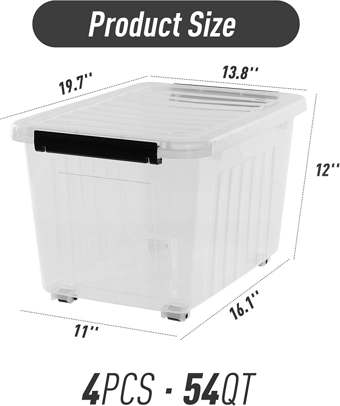 Citylife 54 QT Clear Plastic Storage Bins - Image 3