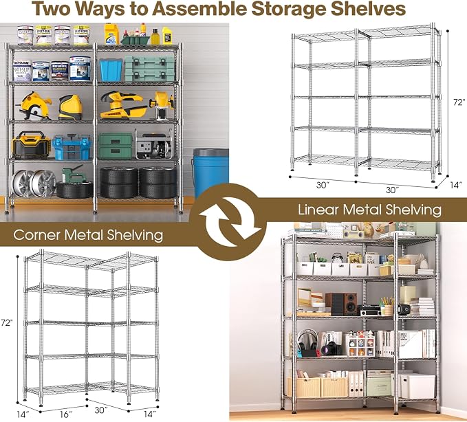 Himimi Storage Shelves-5 Tier Heavy Duty Wire Shelving Unit - Image 2
