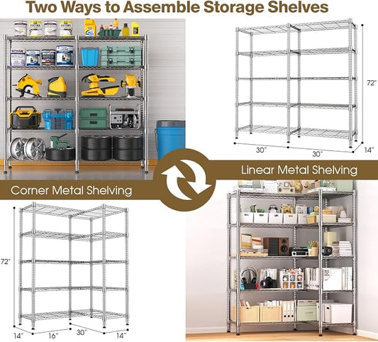 Himimi Storage Shelves-5 Tier Heavy Duty Wire Shelving Unit - Image 2