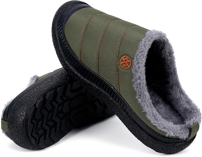 Womens Mens House Slippers Slip on Snow Winter Warm Fully Fur Lined Slippers - Image 5