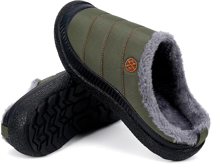 Womens Mens House Slippers Slip on Snow Winter Warm Fully Fur Lined Slippers - Image 5